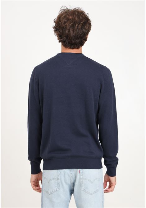 Blue crew-neck sweater for men with flag embroidery TOMMY HILFIGER | MW0MW32026DW5DW5